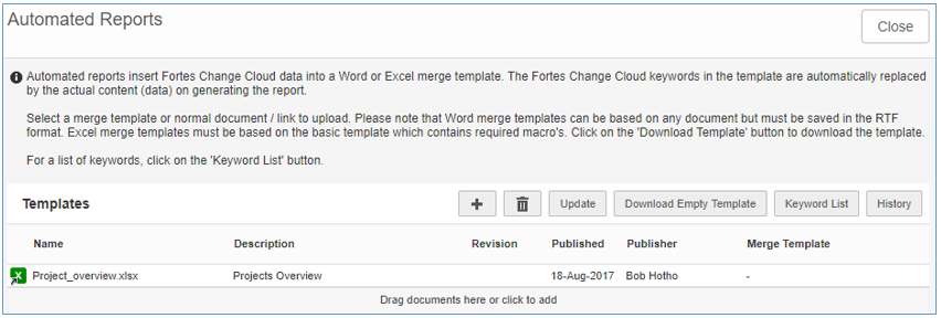 dialog edit automated report