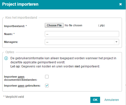 dialog import a project